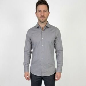 PERRY ELLIS Slim Fit Dress Shirt, Men’s Neck 15.5”, Cement Gray